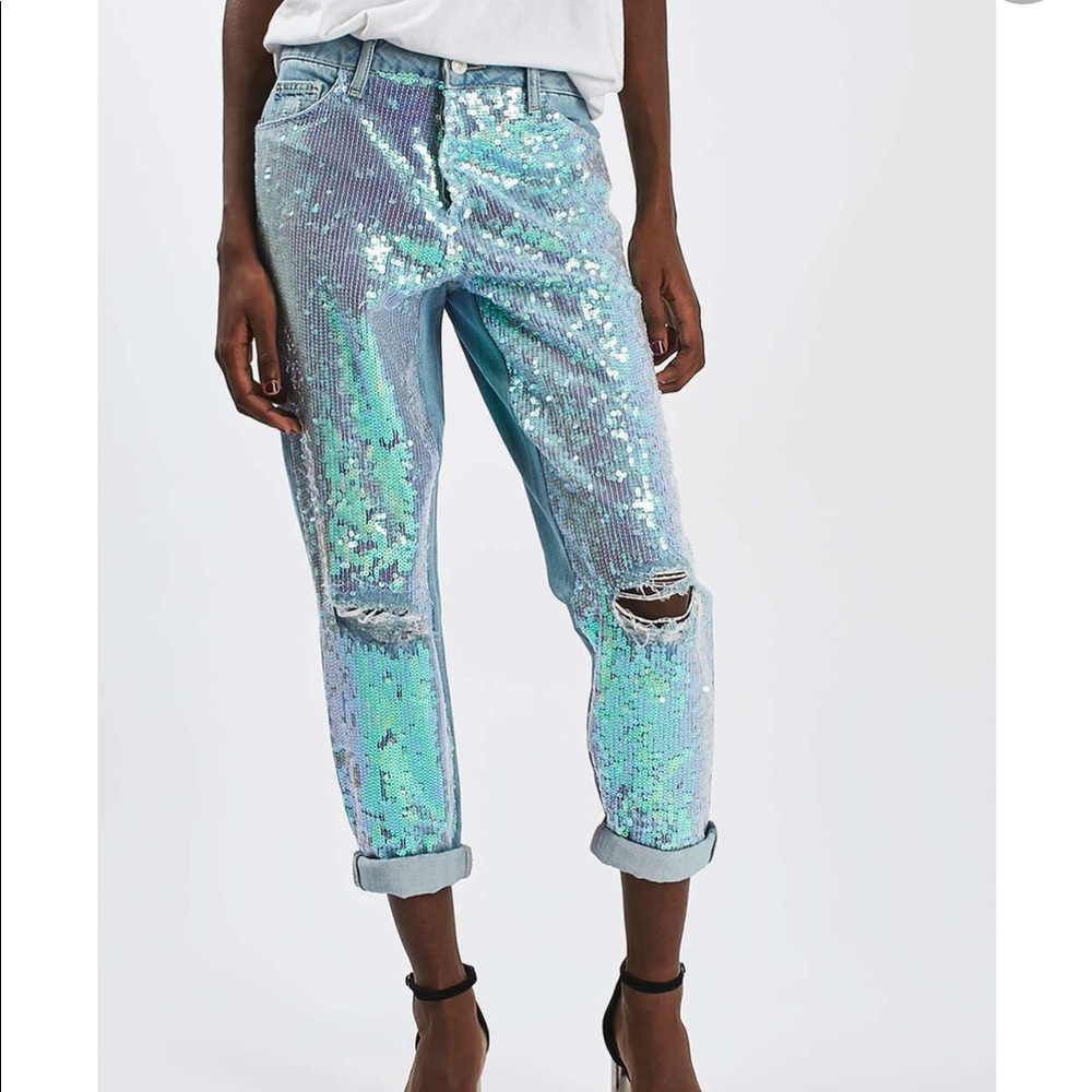 Topshop Hayden Moto sequin jeans